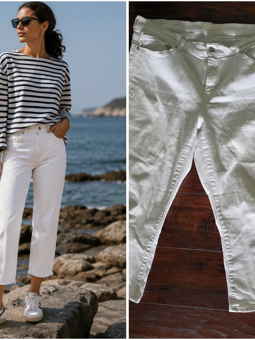 Levis Classic Capri White Crop Jeans